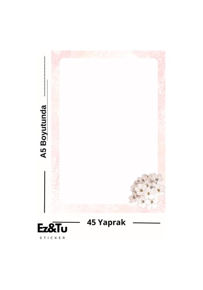 Soft Pink A5 Defter 45 Yaprak Zarif Çiçekli Tasarım Çok Renkli