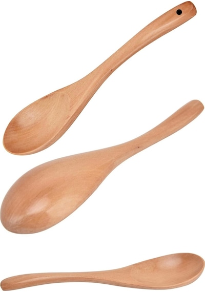 6'lı Büyük Boy Lüx Bambu Pilav Kaşığı Ergonomik Askı Kancalı Mutfak Classic Ahşap Tahta Kaşık Seti