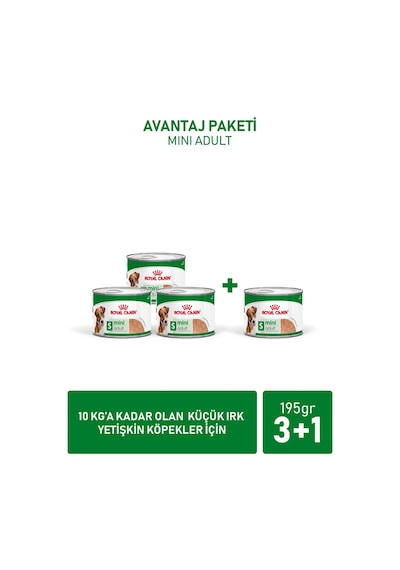 Mini Adult Küçük Irklar İçin Yaş Konserve Köpek Maması 3 + 1 Hediye 195 Gr