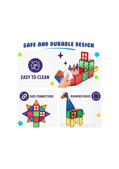 Desire Deluxe Manyetik Blok Seti Stem & Montessori Eğitim Seti Okul Öncesi Ve İlkokul Çocukları İçin Sınırsız Yaratıcılık Bpa İçermez 3+ Yaş 47 Parça