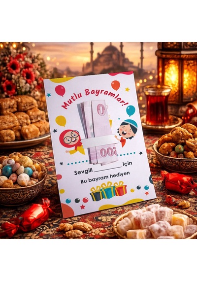 Bk Gift Bayram Tebrik Kartı - Bayram Harçlık Kartı - Bayram Hediyesi 10x15cm -1 25 Adet
