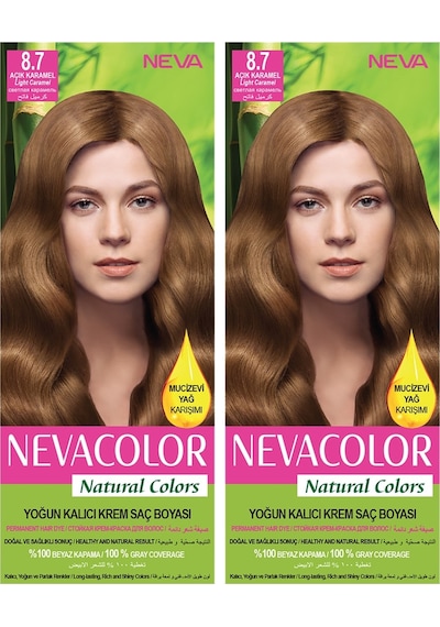 Neva Color Natural Color Saç Boyası 8.7 Açık Karamel 2'li Set