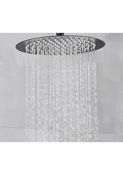 Fause Tepe Duş Başlığı Oval Slim 304 Metal 25 Cm Siyah Ktd106-B Siyah