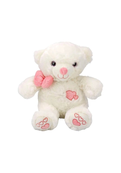Mey İthalat 3186 Papyonlu Peluş Ayı 30 Cm - Beyaz