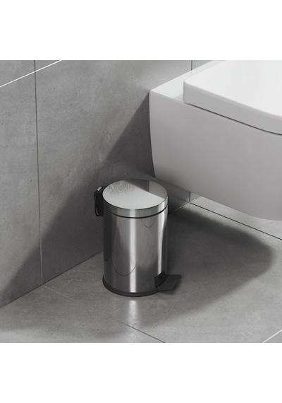 Aqua Bagno Basic Çöp Kovası - Pedallı 3 L, Parlak Krom Paslanmaz Krom