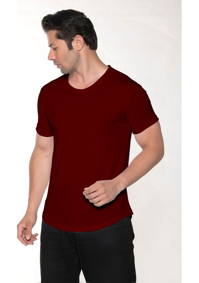 Black Horn Erkek Geniş Yaka %100 Pamuk Salaş T-shirt Bordo