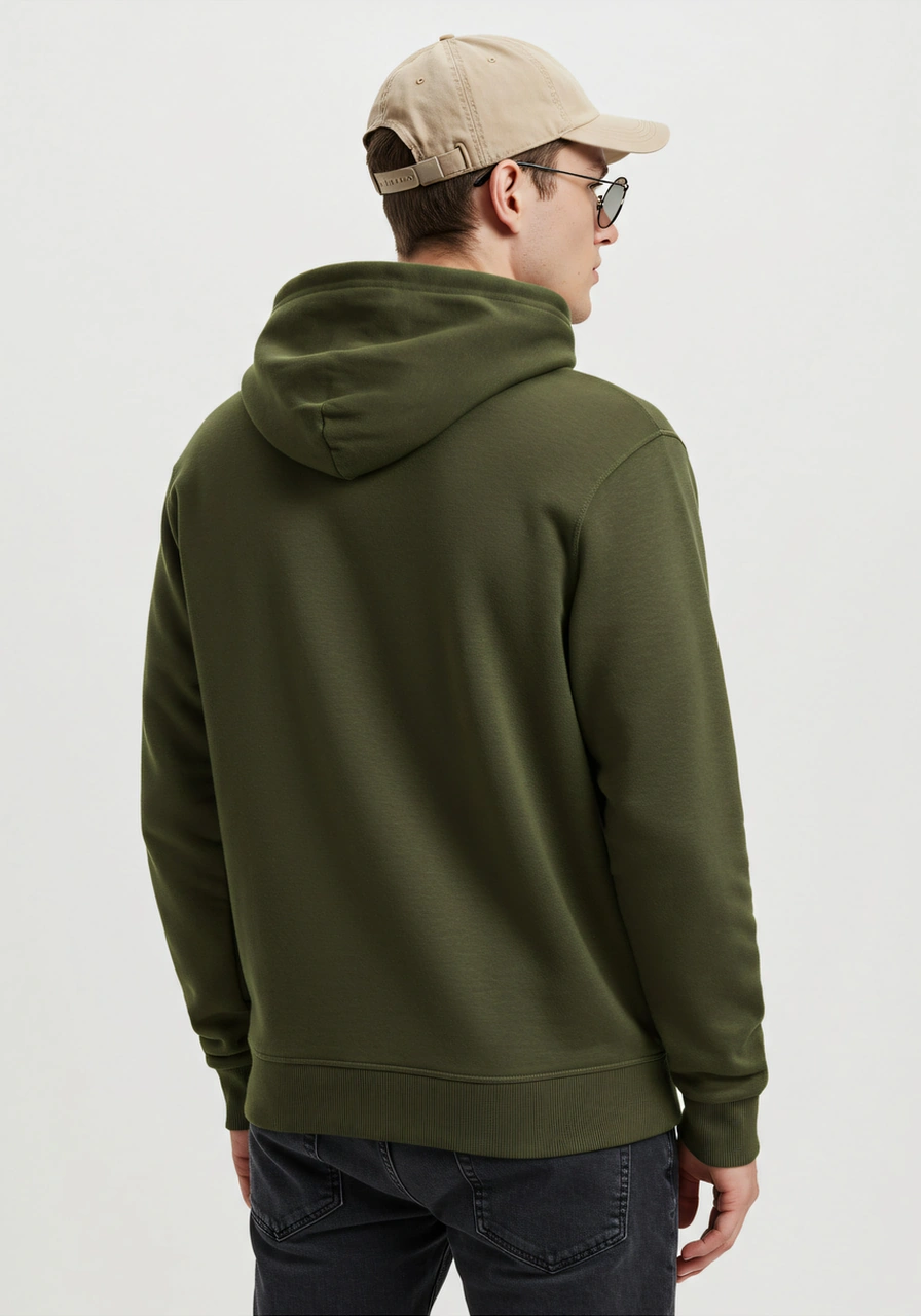 Erkek Oversize %100 Pamuk Yüksek Kalite Erkek Kapüşonlu Sweatshirt Haki