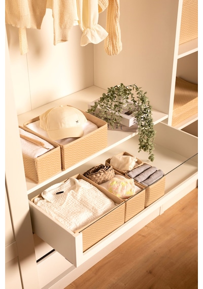 Serstil 6'lı Çekmece Içi Düzenleyici Organizer Set - Çok Amaçlı Dolap Içi Kutu Seti - Bej Martı Martı Bej