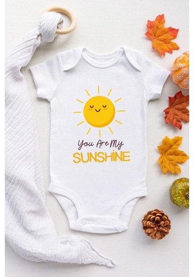 Babylimon You Are My Sunshine Desenli Organik Çıtçıtlı Body Beyaz - 106140243 Beyaz