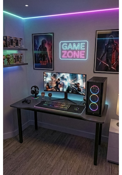 100 Antrasit Oyun Çalışma Masası Gaming Masa Ofis Masası 9110 Metal