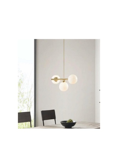 Modern Spor Avize Mat Gold Kaplama Salon Avize Opal Camlı Eskitme Kaplama