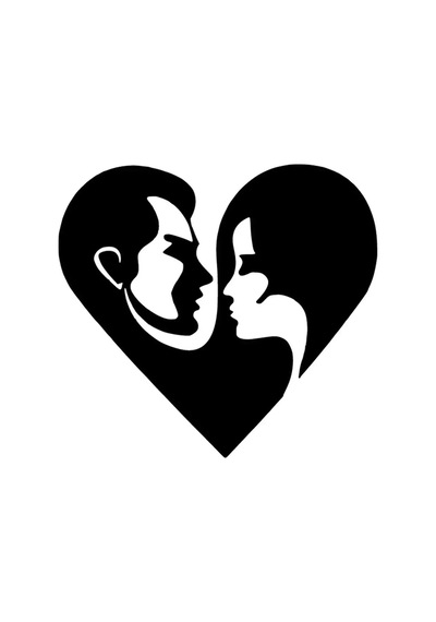 Kalp İçinde Çift Sticker 20 X 18 Cm