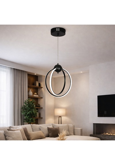 Tt074-2-sy Tt Aydınlatma 2'li Mat Siyah Led Avize Beyaz Işık