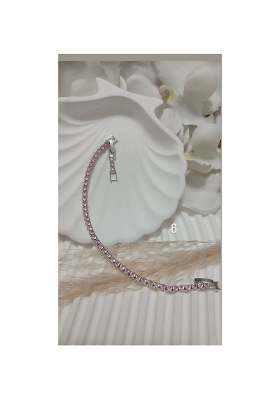 Çelik Su Yolu Bileklik 17,5+2cm No:2 Gümüş Üzeri Pembe Taş Gümüş Üzeri Pembe Taş