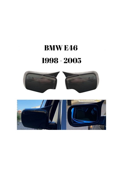 Bmw E46 1998 1999 2000 2001 2002 2003 2004 2005 Uyumlu Yarasa Batman Ayna Kapağı Seti Parlak Siyah