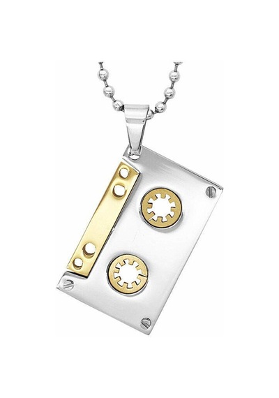 Kaset Kolye Gümüş Gold Paslanmaz Çelik 316l