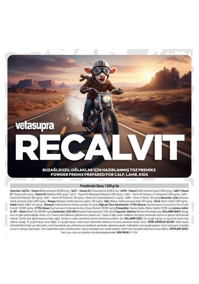 Vetasupra Recalvit 500 Gr Metalize - Buzağı Kuzu Ve Oğlak İçin Yem Katkı Maddesi
