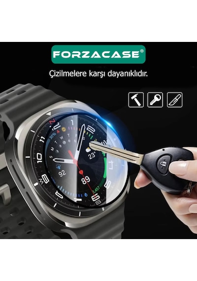 Forzacase Samsung Galaxy Watch 7 Ultra Uyumlu Çerçeveli Tam Kaplayan 3d Pet Ekran Koruyucu Film Fc016 Şeffaf