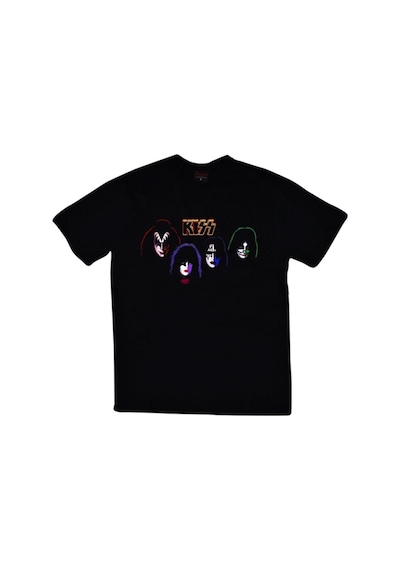 Kiss Baskılı Unisex %100 Pamuk Siyah T-shirt SIYAH
