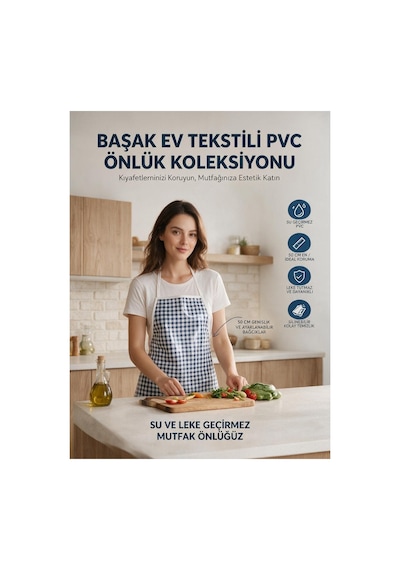 Mavi Pötikareli Su Geçirmez Pvc Muşamba Önlük - 1 Adet 50 Cm Önlük Biyeli Su Geçirmez Önlük