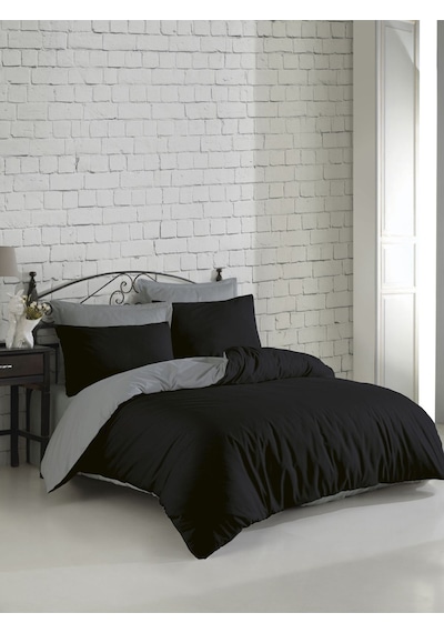 Bedline Ranforce Colormix Nevresim Takımı Çift Kişilik Siyah/gri Siyah - Gri