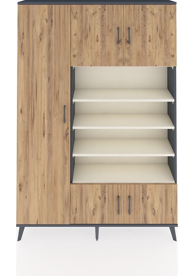 Arges Dolap 10 Raflı 5 Kapaklı 132x30x195 Antrasit-çam/aytaşı Antrasit
