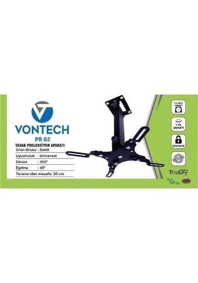 Vontech Projeksiyon Hareketli Tavan Asma Askı Aparatı - 20cm Kol Uzunluğu