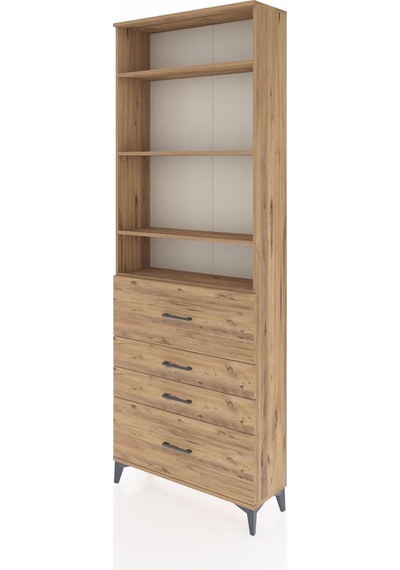 Arges Dolap 4 Raflı 4 Çekmeceli 88x30x243 Çam-çam Atlas Çam