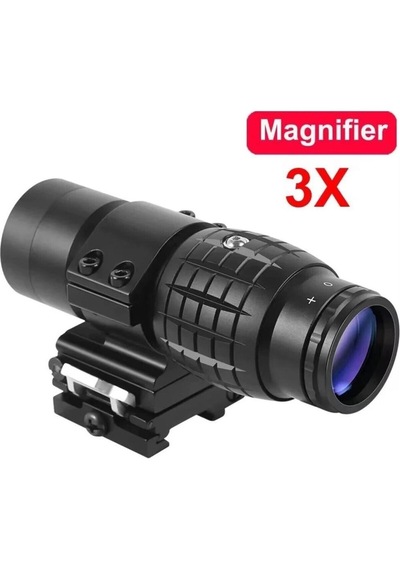 3x Magnifier Reddot Uyumlu Yakınlaştırıcı Dürbün - Katlanır Yaylı Ayaklı Profesyonel Tfek Dürbünü Siyah