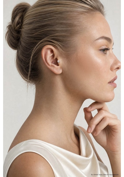 Yavru Kedi 18 Ayar Beyaz Altın Kaplama Gümüş Tragus-helix Piercing