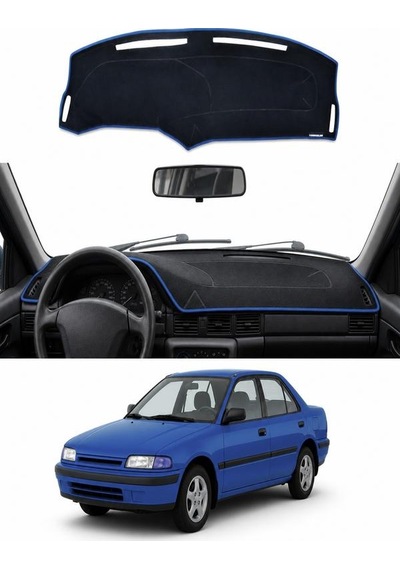 Mazda - 323 1991-1995 Uyumlu Torpido Koruma Kılıfı - Mavi Şeritli