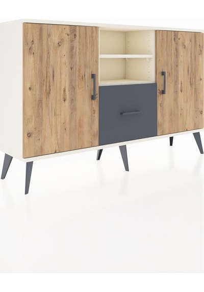 Arges Konsol 4 Raflı Tek Çekmeceli 2 Kapaklı 132x30x83 Aytaşı-çam/antrasit Çam/antrasit Arges Konsol 4 Raflı Tek Çekmeceli 2 Kapaklı 132x30x83 Aytaşı-çam/antrasit Çam/antrasit