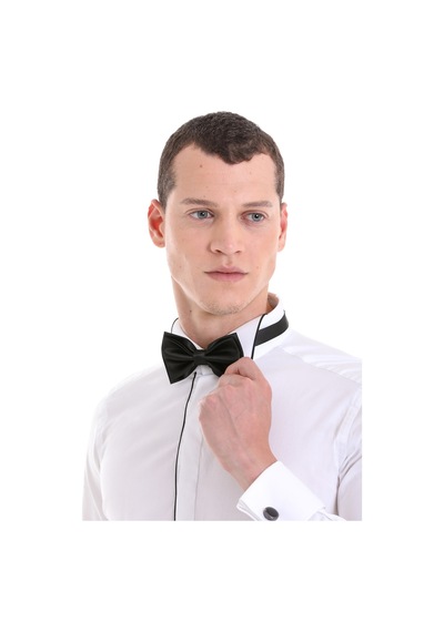 Hatemoğlu Siyah Düz Papyon Mendil Set 26172123C002 Siyah