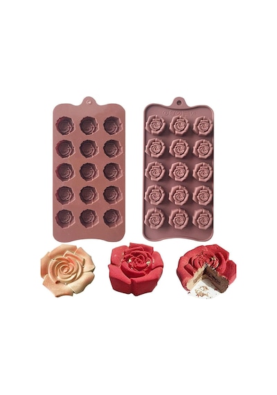 Silikon Mini Gül Desenli Kek Kurabiye Sabun Mum Kalıbı Goldcakes