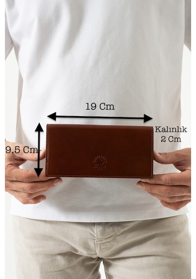 Westpolo Hakiki Eskitme Crazy Deri Unisex Uzun Cüzdan Ve Kartlık El Portföyü - Taba Çok Renkli