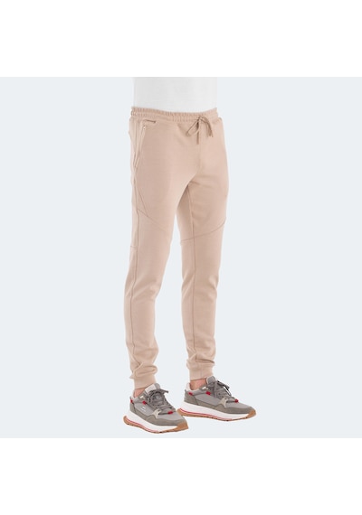 Slazenger VENOM Erkek Fermuar Cepli Dar Paça Bej Eşofman Altı