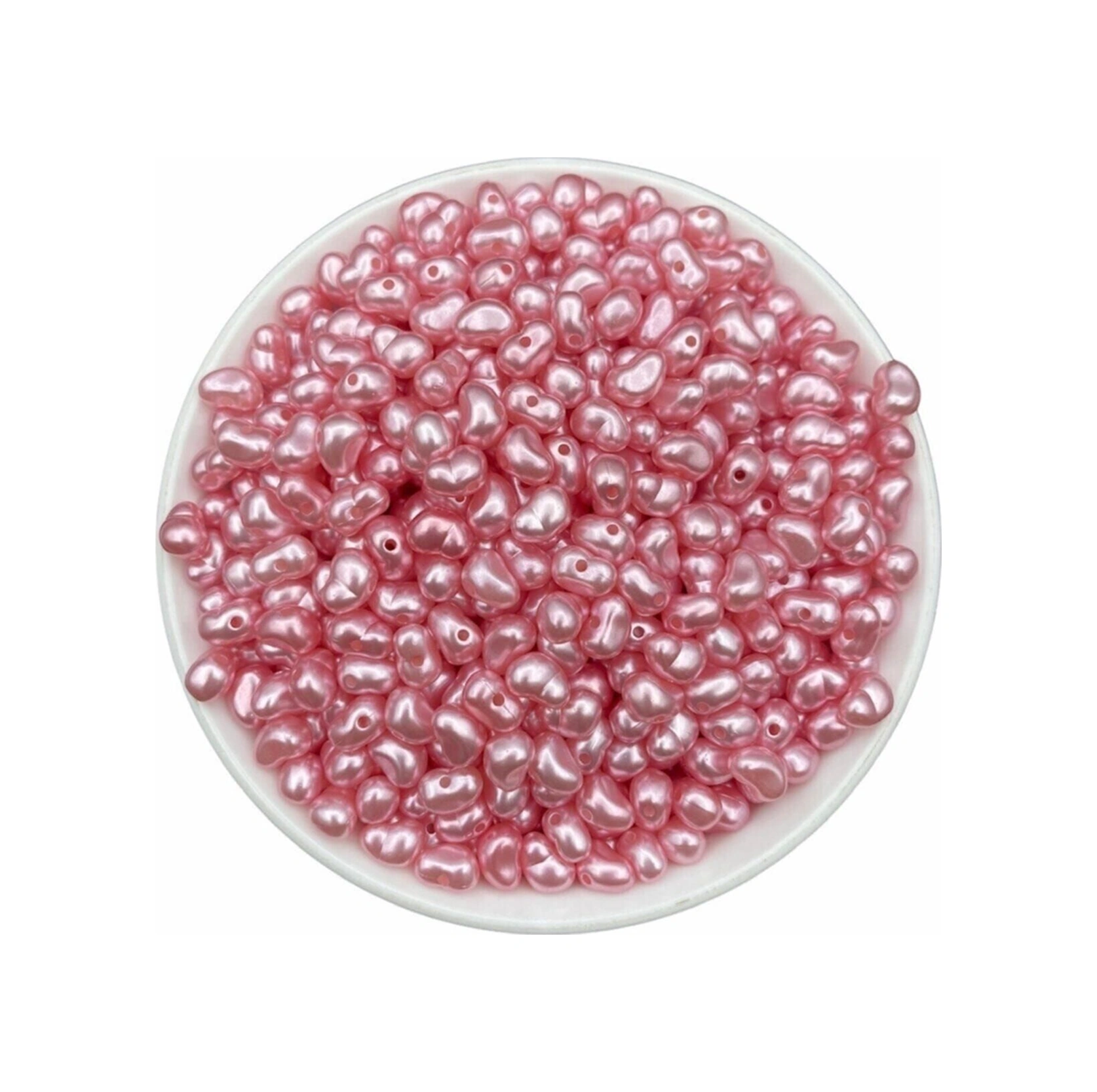 50gr Pembe Renk Formsuz Şekilsiz Plastik Lüks Barok Inci Boncuk, Yamuk Inci 250 Adet