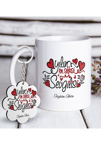 Kişiye Özel Yılın En Seksi Sevgilisi Beyaz Kupa Ve Anahtarlık Hed