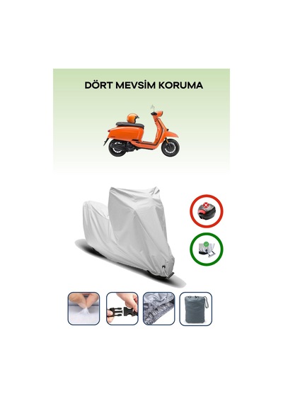Gri Kilit Uyumlu Lambretta V200 Special Uyumlu Motosiklet Brandası Su Geçirmez