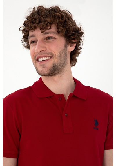 U.S. Polo Assn. Erkek Slim Fit Polo Yaka Bordo Basic Tişört 50298041-VR014