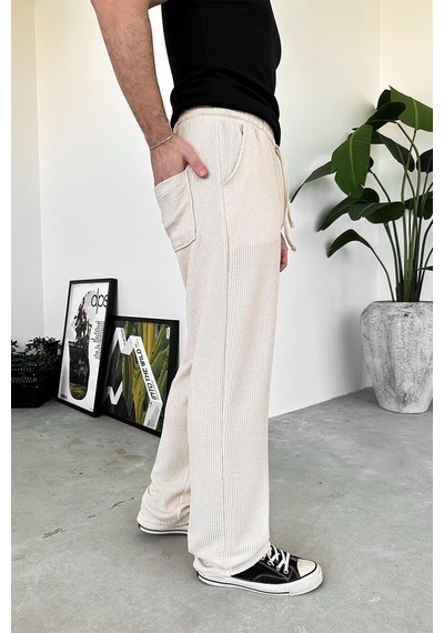 Bej Sandy Comfort Baggy Pantolon Bej