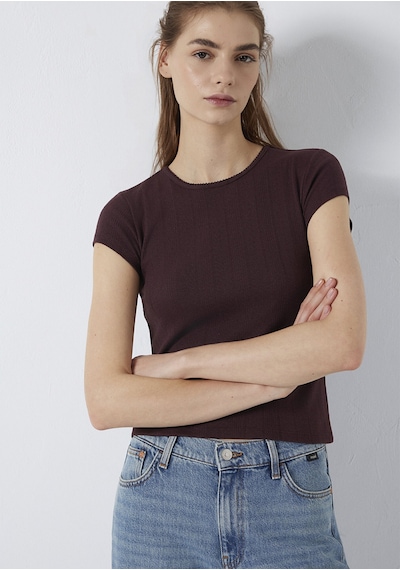 Mavi - Kahverengi Basic Tişört 1613808-70223 Kahverengi