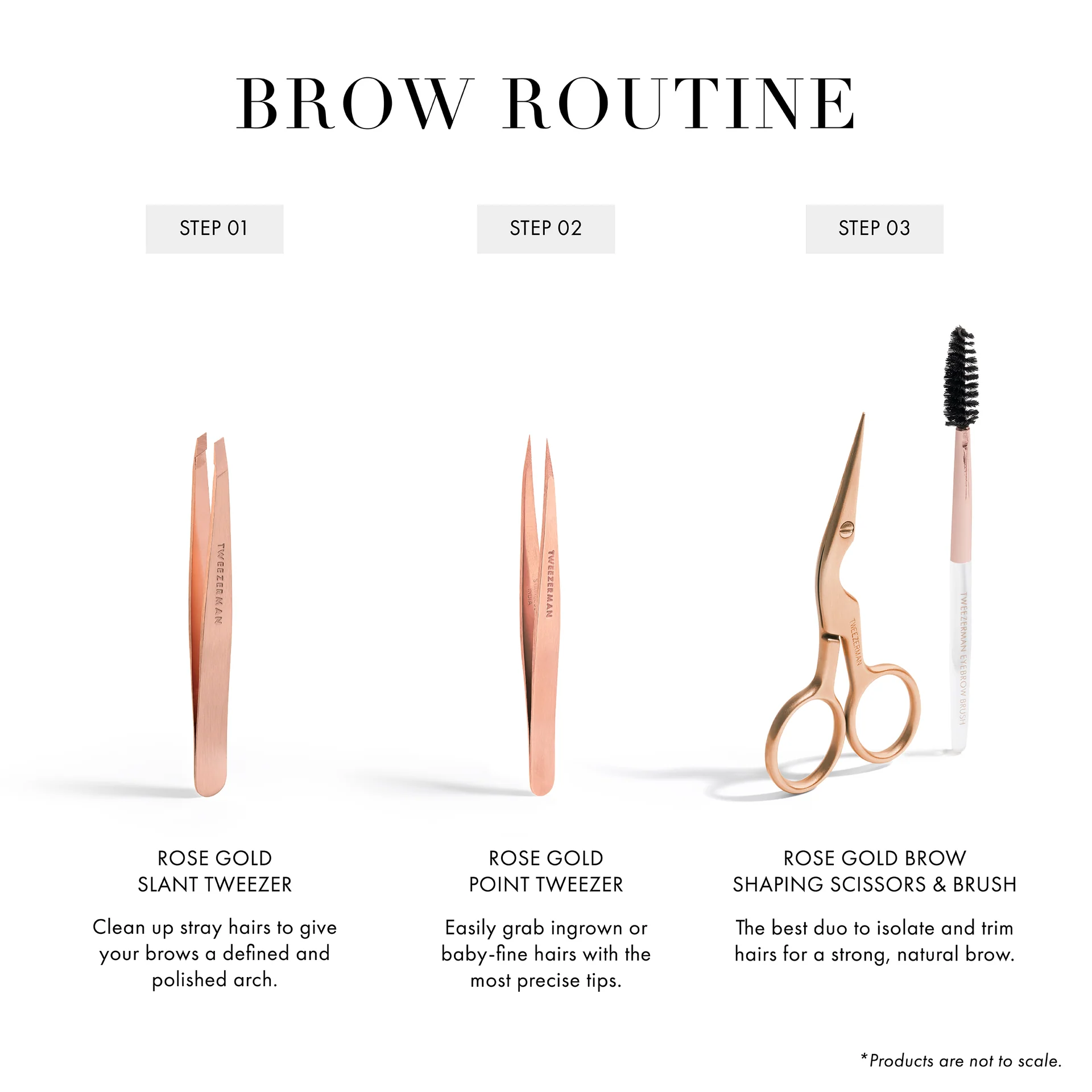 Tweezerman Brow Scissors & Brush Rose Gold - Rose Gold Kaş Makası Ve Fırçası 002 Rose Gold