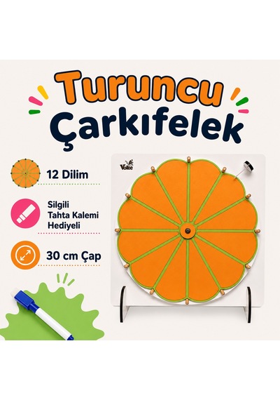 Turuncu Çarkıfelek Oyunu Ahşap Eğitim Materyali