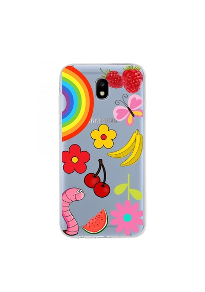 Samsung Galaxy J5 Pro İle Uyumlu 1mm Slim Fit Water Color 5 Baskılı Şeffaf Kılıf Şeffaf