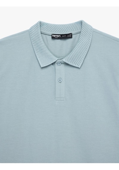 Koton Pamuklu Kısa Kollu Pike Kumaş Düğmeli Polo Yaka Slim Fit Tişört Mavi 6sam10293mk