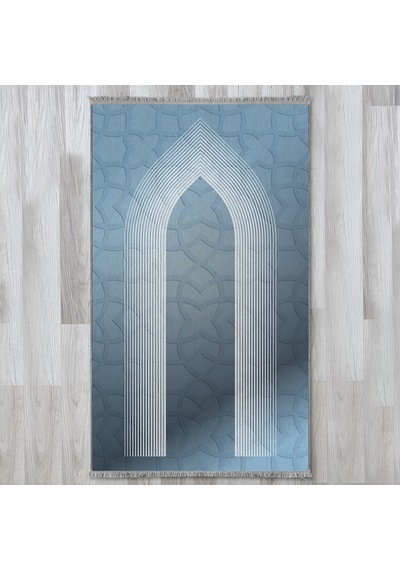 Evaşk Namazlık Dokuma Halı Kaymaz Muslumana Seccade 80 x 130 MAVİ EVAŞK606E80