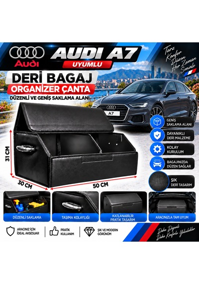Audi A7 Uyumlu Oto Bagaj Organizeri Deri Bagaj Kutu Çanta 1