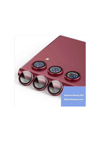 Newface - 899 - Samsung Galaxy S23 Plus Metal Kamera Lens - Edntrend - - Kırmızı