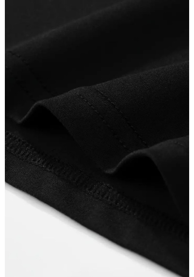 Tarz Cool Erkek Oversize Bisiklet Yaka Baskılı T-shirt Siyah